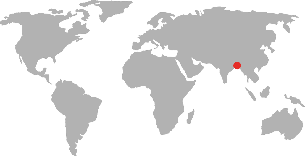 World map pointing to Bangladesh