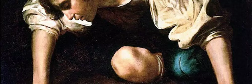 Painting of main crouched on floor